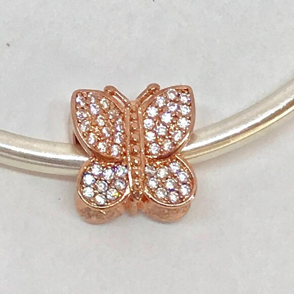 Authentic Pandora Rose Gold Butterfly CZ Charm #198 - Picture 1 of 4